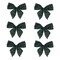 Northlight Pack of 6 Green and Black 2 Loop Christmas Bow Decorations 5.5"